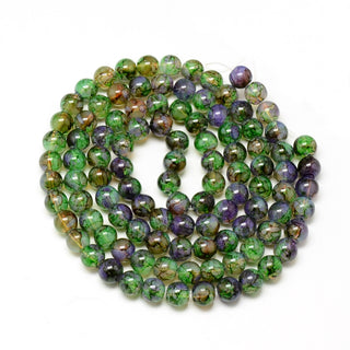 Glass Round (Opalite Sheen of Purple and Green)  15" strand (8 mm Beads)