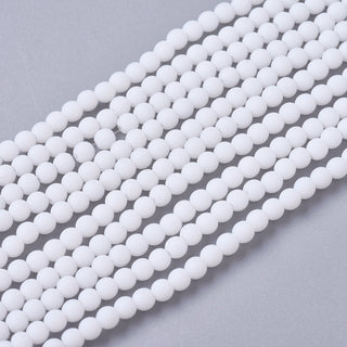 Glass Beads *Frosted Opaque Strands, Round, White, 2.5mm, Hole: 0.7mm; about 150pcs/strand, 15.35''(39cm)