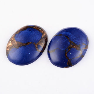 Cabochon *Howlite (resembles)Lapis Lazuli and Bronzite.  Oval 30 x 40mm approx.