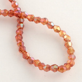 Bicone. AB Plated, Faceted, Rich Fall Oranges, 3mm x3.5mm, Hole: 1mm; about 150pcs/strand, 18"