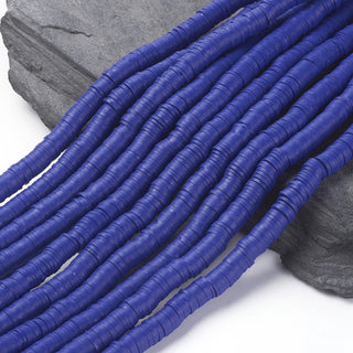 Polymer Clay Disc Beads (Heishi), 8 x 1mm.  Hole 2mm.  Approx 390 Beads.  Navy Blue