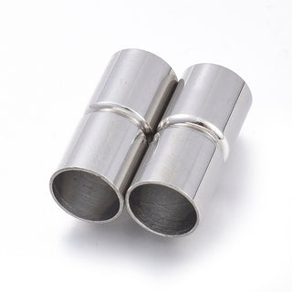 304 Stainless Steel Magnetic Clasps, Column, Stainless Steel Color, 20x9x9mm, Hole: 8mm Sold Individually