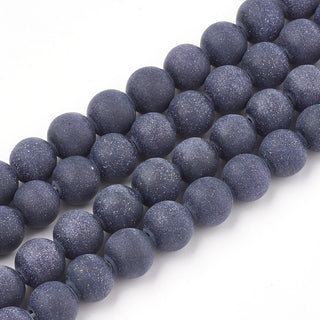 Blue GoldStone  (Frosted).   8mm Size.  Approx 50 Beads.