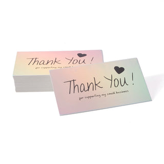 Laser "Thank You For Supporting My Small Business" Card, (Business Card Size), Rectangle, 90x50x0.3mm;  50 Cards.