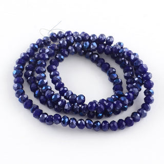 Faceted Glass Rondelle (6 x 4mm) *Half Blue Plated on Midnight Blue  (approx 100 beads per 15.5" Strand)