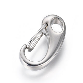 304 Stainless Steel Keychain Clasp Findings, Snap Clasps, Stainless Steel Color, 26x13x4.5mm, Hole: 6x4mm.  (*Sold Individually)