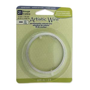 *21 Guage FLAT Artistic Wire (Tarnish Resistant Silver Plate over Copper Base) 3mm x .75mm (3 ft roll)