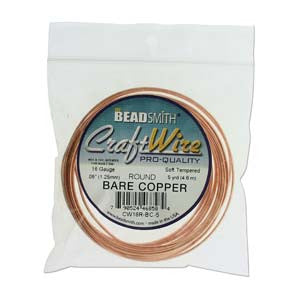 Craft Wire (Bead Smith)  Round Bare Copper.  Soft Tempered.  See Drop down for Gauges.