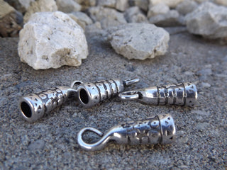 Clasp *Hook Style *25 x 7mm  (Glue In).   Hole 5mm  Antique Silver Color - Mhai O' Mhai Beads
 - 2