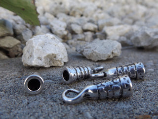 Clasp *Hook Style *25 x 7mm  (Glue In).   Hole 5mm  Antique Silver Color - Mhai O' Mhai Beads
 - 1