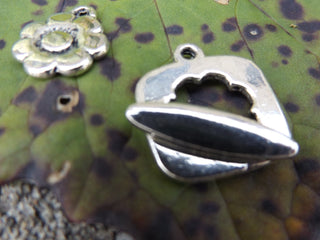 Toggle 3 Piece Set.  Flower Charm with Square Flower Cut Out Toggle.  18.5x21mm.  Sold individually. - Mhai O' Mhai Beads
 - 2