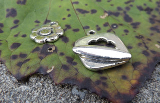 Toggle 3 Piece Set.  Flower Charm with Square Flower Cut Out Toggle.  18.5x21mm.  Sold individually. - Mhai O' Mhai Beads
 - 3