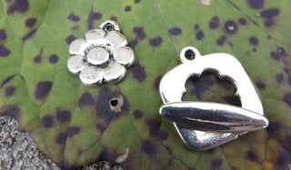 Toggle 3 Piece Set.  Flower Charm with Square Flower Cut Out Toggle.  18.5x21mm.  Sold individually. - Mhai O' Mhai Beads
 - 4