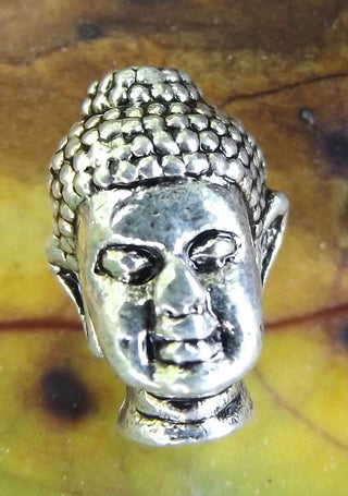 Buddha Head Beads (alloy) w/ Neck, Antique Silver, 13x9x10mm, Hole: 1.5~2mm - Mhai O' Mhai Beads
 - 2