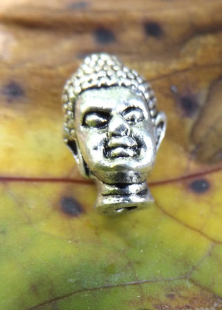 Buddha Head Beads (alloy) w/ Neck, Antique Silver, 13x9x10mm, Hole: 1.5~2mm - Mhai O' Mhai Beads
 - 3