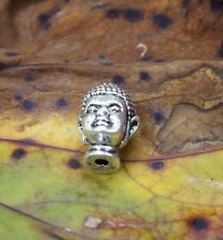 Buddha Head Beads (alloy) w/ Neck, Antique Silver, 13x9x10mm, Hole: 1.5~2mm - Mhai O' Mhai Beads
 - 1