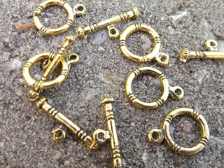 Toggle Clasps (Gold Color) Small at 10mm diam.  Packed 5 Sets or Bulk - Mhai O' Mhai Beads
 - 1