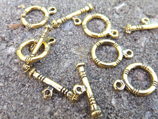 Toggle Clasps (Gold Color) Small at 10mm diam.  Packed 5 Sets or Bulk - Mhai O' Mhai Beads
 - 2