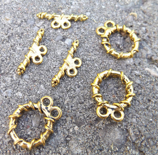 Toggle Clasps (2 Strand) (Gold Color) Twist Style.  15mm Diam.  Packed 3 or Bulk - Mhai O' Mhai Beads
 - 1