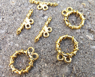 Toggle Clasps (2 Strand) (Gold Color) Twist Style.  15mm Diam.  Packed 3 or Bulk - Mhai O' Mhai Beads
 - 2