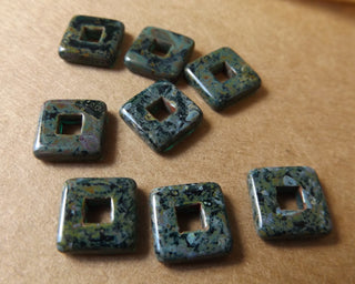Czech Glass Square Links (Blue Travertine).  11x11mm (hole 5mm) *packed 8 - Mhai O' Mhai Beads
 - 3