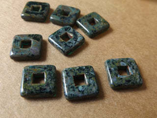 Czech Glass Square Links (Blue Travertine).  11x11mm (hole 5mm) *packed 8 - Mhai O' Mhai Beads
 - 4