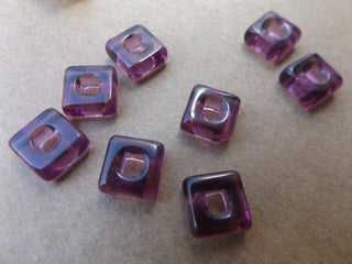Czech Glass Square Links (Trans Purple)  11x 11mm (hole 5mm)  *Packed 8 or Bulk - Mhai O' Mhai Beads
 - 1