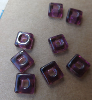 Czech Glass Square Links (Trans Purple)  11x 11mm (hole 5mm)  *Packed 8 or Bulk - Mhai O' Mhai Beads
 - 2