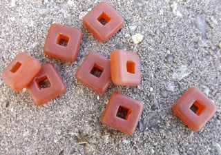 Czech Glass Square Links (Ruddy Brick)  11x 11mm (hole 5mm)  *Packed 8 or Bulk - Mhai O' Mhai Beads
 - 2