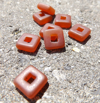 Czech Glass Square Links (Ruddy Brick)  11x 11mm (hole 5mm)  *Packed 8 or Bulk - Mhai O' Mhai Beads
 - 1