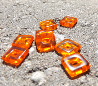 Czech Glass Square Link (Trans Orange ) 11x11mm. Hole 5mm. Packed 8 or Bulk - Mhai O' Mhai Beads
 - 3