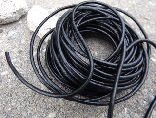 Leather Cording (BLACK)  Various Sizes - Mhai O' Mhai Beads
 - 1