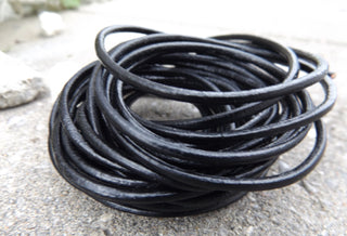 Leather Cording (BLACK)  Various Sizes - Mhai O' Mhai Beads
 - 4