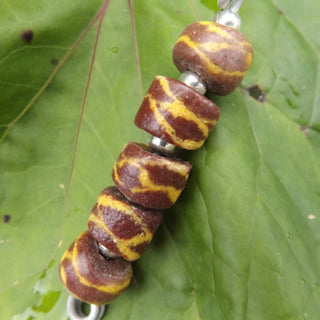 Sand Cast African Recycled Glass   (Giraffe Pattern) * 5 Beads - Mhai O' Mhai Beads
