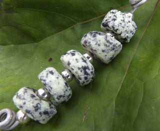 Sand Cast African Recycled Rondelle (White with Black Specks) * 5 Beads - Mhai O' Mhai Beads
 - 1