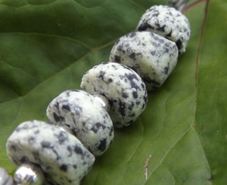 Sand Cast African Recycled Rondelle (White with Black Specks) * 5 Beads - Mhai O' Mhai Beads
 - 2