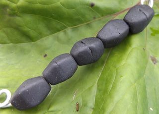 Sand Cast African Recycled Barrel Diamondesque Shape  (Black ) * 5 Beads - Mhai O' Mhai Beads

