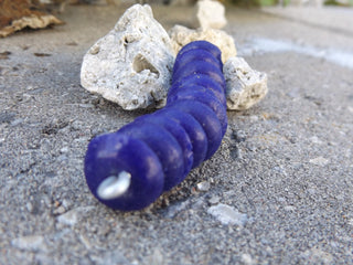 Sand Cast African Recycled Glass Disc Beads  (Royal Blue) * 12 Beads - Mhai O' Mhai Beads
 - 1
