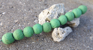 Recycled Glass Round Beads (Bodum) (Matt Green)  Approx 10mm *10 Beads - Mhai O' Mhai Beads
