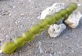 African Recycled Glass Round Beads (Bodum) (Fern Green) Approx 8mm diam.  10 Beads - Mhai O' Mhai Beads
