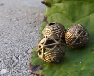 African Lost Wax Brass Beads (Round )  Sold Individually.  Approx 16mm diam - Mhai O' Mhai Beads
 - 1