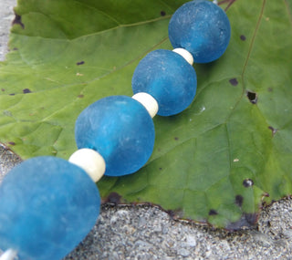 Recycled Glass Round Beads (Bodum) (Medium Blue) *See Drop Down for Various Sizes - Mhai O' Mhai Beads
 - 2