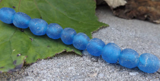 Recycled Glass Round Beads (Bodum) (Medium Blue) *See Drop Down for Various Sizes - Mhai O' Mhai Beads
 - 3