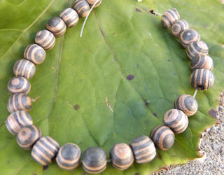 Wood  (Striped Natural and Dark) 6mm  Approx 25 beads - Mhai O' Mhai Beads
 - 1