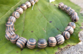 Wood  (Striped Natural and Dark) 6mm  Approx 25 beads - Mhai O' Mhai Beads
 - 2