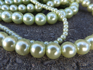 Glass Pearls *Yellow Green   (See drop down for available sizes) - Mhai O' Mhai Beads
 - 2