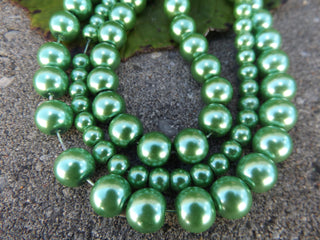 Glass Pearls * Mid Green (See drop down for available sizes) - Mhai O' Mhai Beads
 - 2