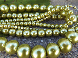 Glass Pearls * Light Olive Green (See drop down for available sizes) - Mhai O' Mhai Beads
 - 2
