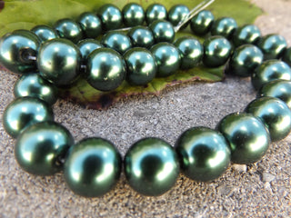 Glass Pearls * Rich Forrest Green (See drop down for available sizes) - Mhai O' Mhai Beads
 - 2