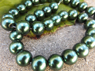 Glass Pearls * Rich Forrest Green (See drop down for available sizes) - Mhai O' Mhai Beads
 - 1